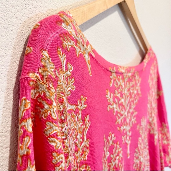 Quacker Factory Rhinestones Button Front Short Sleeve Cardigan Coral Orange XL - Picture 9 of 9